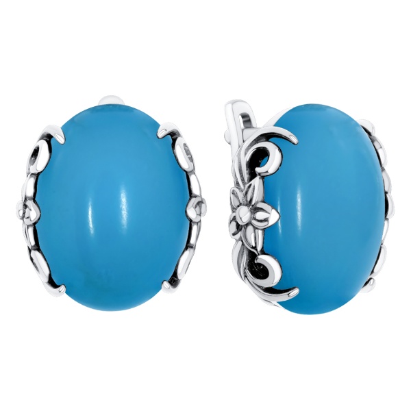 Серьги из серебра с бирюзой (имитация из природного материала) в ювелирном интернет-магазине