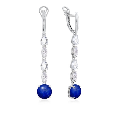 Серьги из серебра с лазуритами и фианитами 2340471205-1 от KRASNOE, металл Серебро, вставка 
