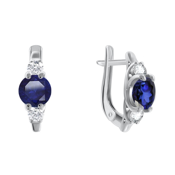 Серьги из серебра с ситаллами и фианитами 2340880260-81 от KRASNOE, металл Серебро, вставка Ситалл
