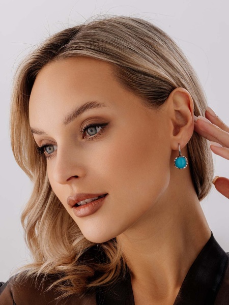 Серьги из серебра с бирюзой со скидкой