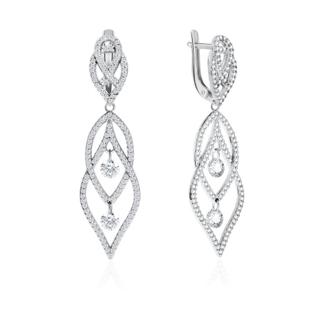 Серьги из серебра с фианитами 2340200782л от KRASNOE, металл Серебро, вставка Фианит