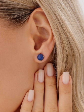 Пусеты из серебра с лазуритами