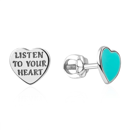 Пусеты из серебра с фианитом