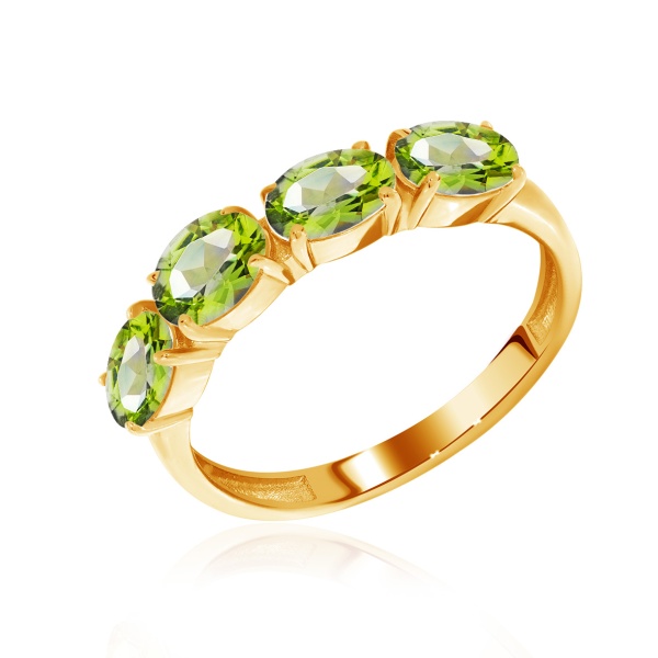 Купить кольцо из серебра с хризолитами в интернет-магазине KRASNOE