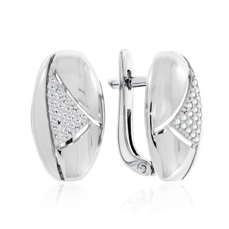 Серьги из серебра с фианитами со скидкой