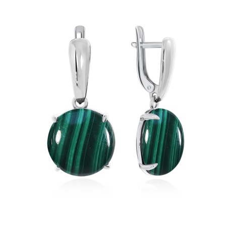 Серьги из серебра с малахитами