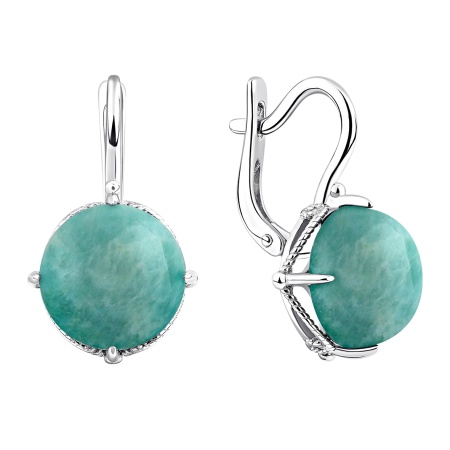 Серьги из серебра с амазонитами 2340375040 от KRASNOE, металл Серебро, вставка Амазонит