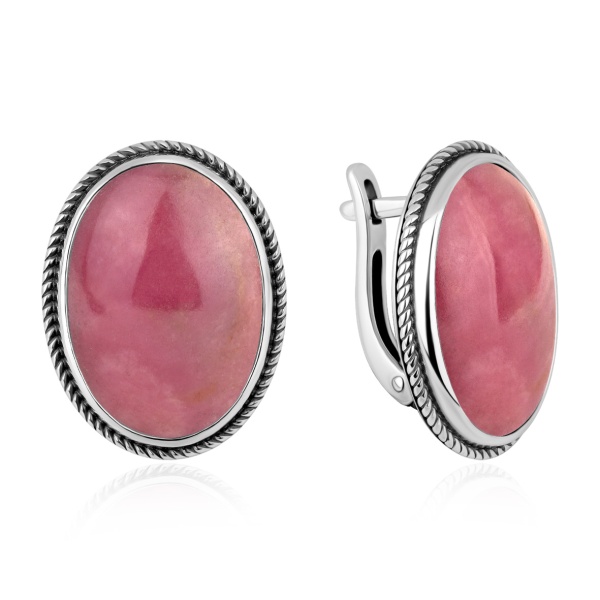 Серьги из серебра с родонитами в ювелирном интернет-магазине
