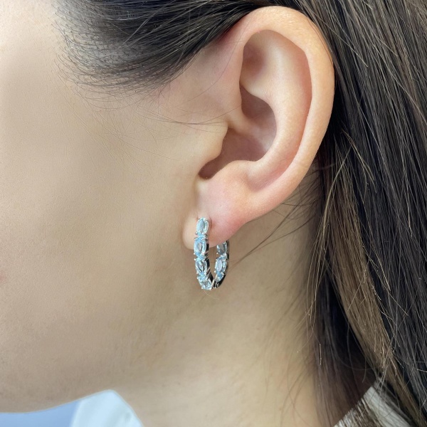 Серьги из серебра с топазами 2340071182 от KRASNOE, металл Серебро, вставка Топаз Sky