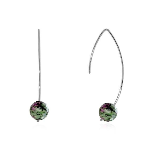 Серьги из серебра с рубин-цоизитами со скидкой