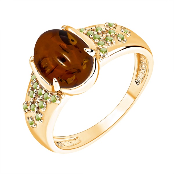 Купить кольцо из серебра с янтарём и ситаллами в интернет-магазине KRASNOE