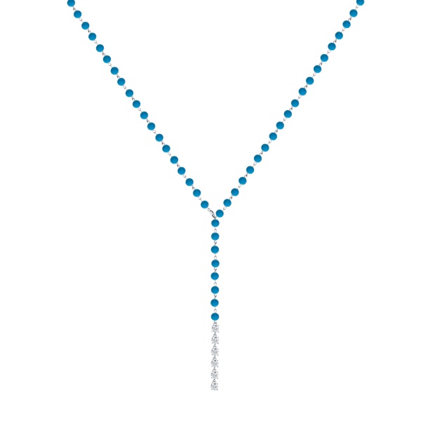 Колье из серебра с фианитами и бирюзой 8340316210-75