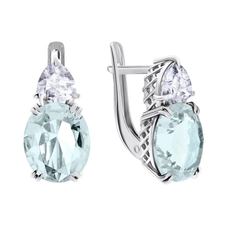 Серьги из серебра с фианитами и кристалл ювелирныйами 2340290223-79 от KRASNOE, металл Серебро, вставка Кристалл ювелирный