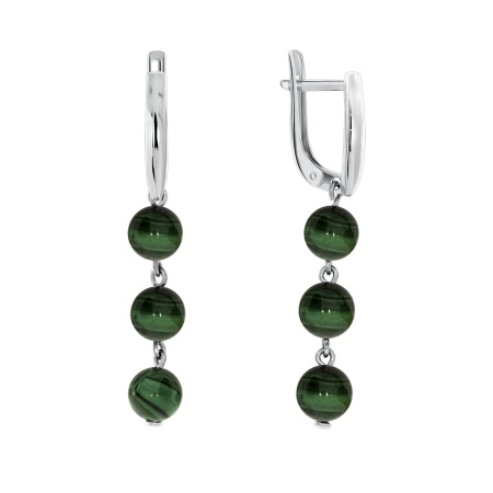 Серьги из серебра с малахитами со скидкой