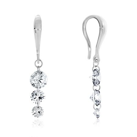 Серьги из серебра с фианитами 2340200605 от KRASNOE, металл Серебро, вставка Фианит