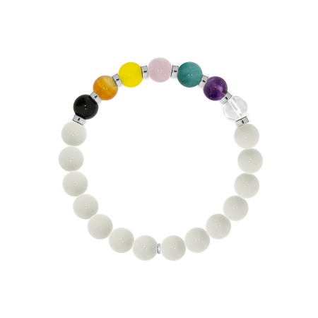 Купить браслет из серебра с кварцем, аметистом, хрусталём, амазонитами и агатами