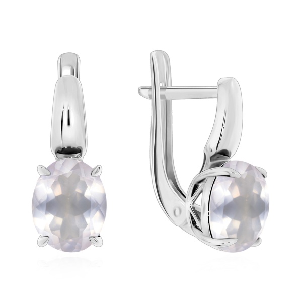 Серьги из серебра с кварцем со скидкой