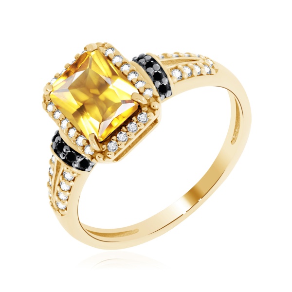 Купить кольцо из серебра с цитрином, ситаллами и фианитами в интернет-магазине KRASNOE