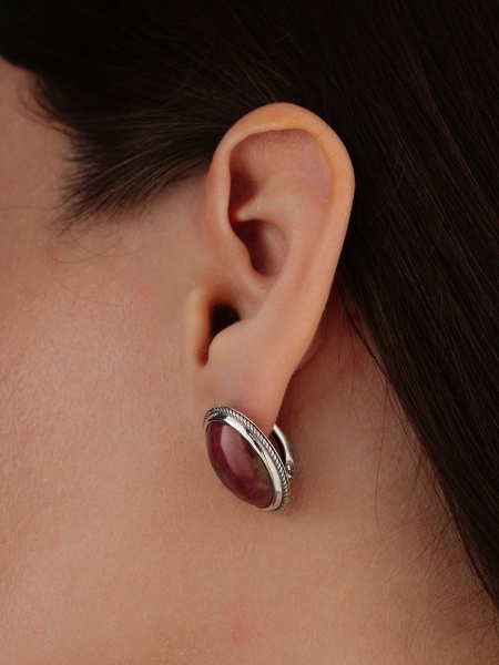 Серьги из серебра с родонитами в ювелирном интернет-магазине