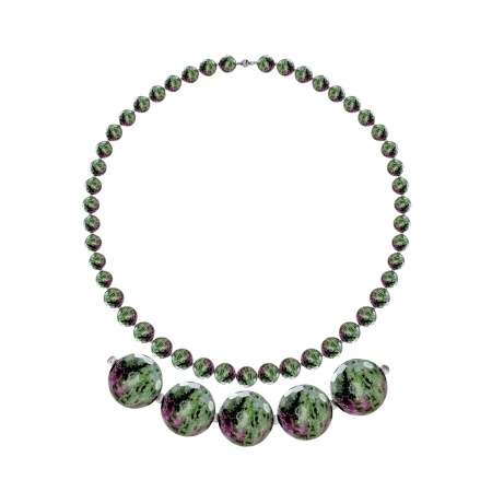 Бусы из серебра с цоизитами 8340596072-45