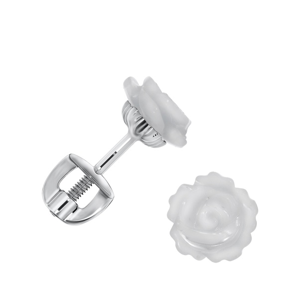 Пусеты из серебра с перламутрами П340491280 от KRASNOE, металл Серебро, вставка Перламутр