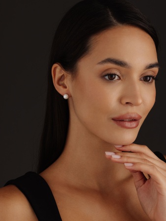 Пусеты из серебра с жемчугом 2340241685 от KRASNOE, металл Серебро, вставка Жемчуг Имитация