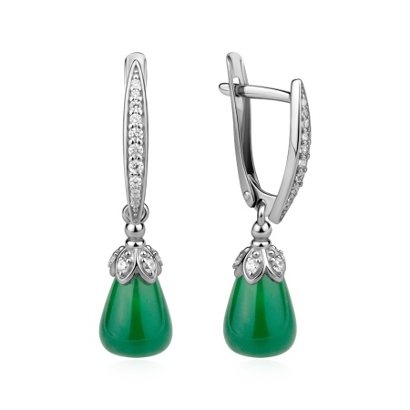 Серьги из серебра с агатами и фианитами в ювелирном интернет-магазине