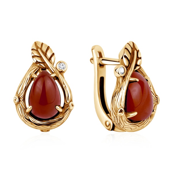 Серьги из серебра с агатами и фианитами со скидкой