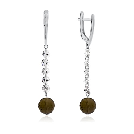 Серьги из серебра с топазами и фианитами