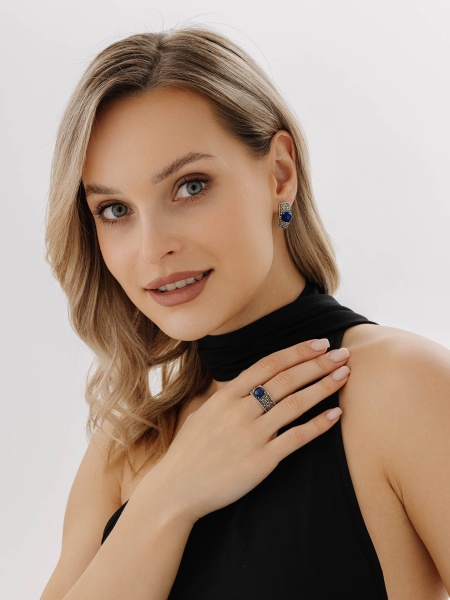 Купить кольцо из серебра с лазуритом в интернет-магазине KRASNOE