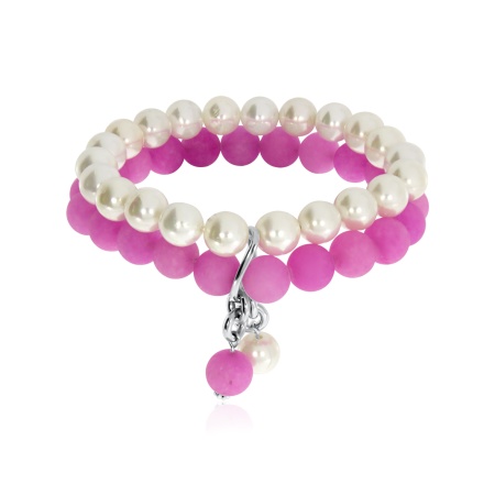 Купить браслет из серебра с агатами и жемчугами