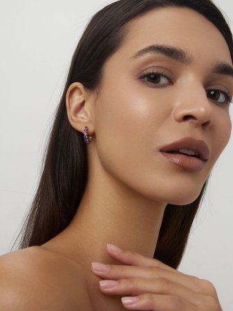 Серьги из серебра с аметист со скидкой