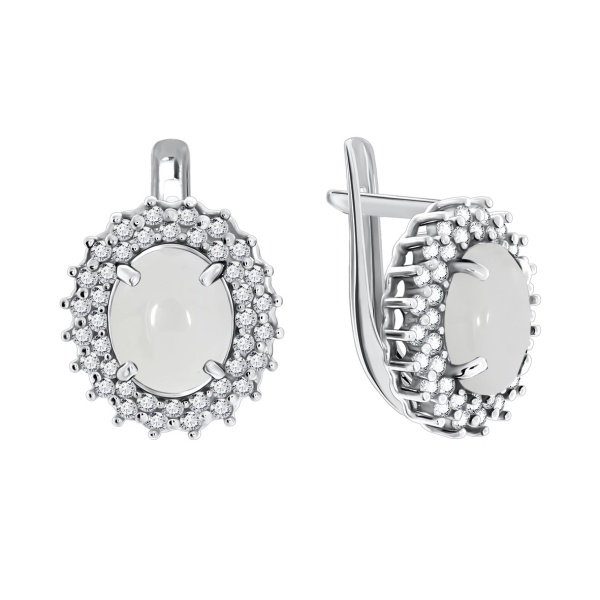 Серьги из серебра с агатами и фианитами 2340390145л-10 от KRASNOE, металл Серебро, вставка Агат