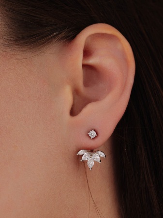 Серьги из серебра с фианитами 2340205392 от KRASNOE, металл Серебро, вставка Фианит