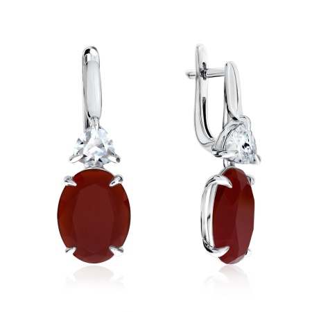 Серьги из серебра с агатами и фианитами 2340390285-31 от KRASNOE, металл Серебро, вставка Агат Серьги из серебра с агатами и фианитами 2340390285-31 от KRASNOE, металл Серебро, вставка Агат