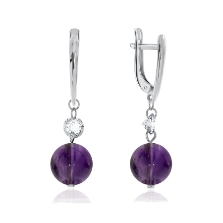Серьги из серебра с аметист 2340060625 от KRASNOE, металл Серебро, вставка Аметист