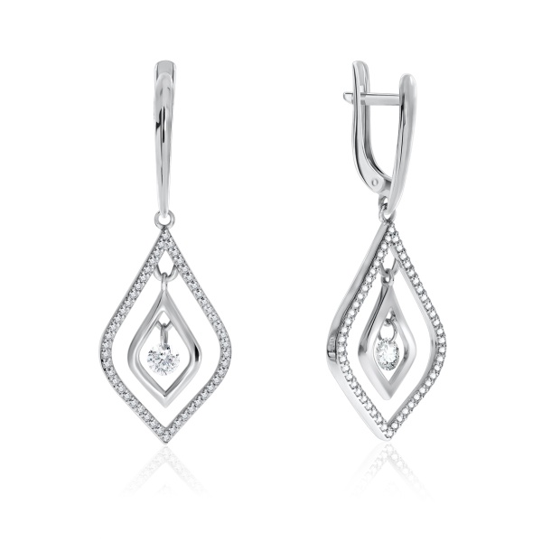 Серьги из серебра с фианитом 2340200775л от KRASNOE, металл Серебро, вставка Фианит