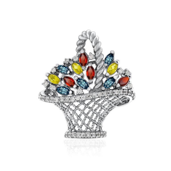 Купить подвеска из серебра с стеклоами, ситаллами и фианитами