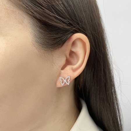 Пусеты из серебра с фианитами со скидкой