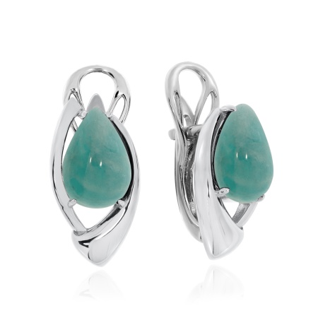 Серьги из серебра с амазонитами 2340372362 от KRASNOE, металл Серебро, вставка Амазонит