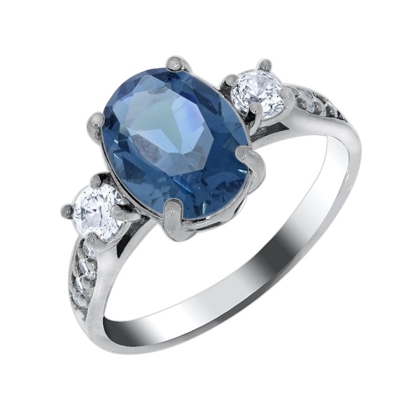 Кольцо из серебра с кварцем и фианитами со скидкой