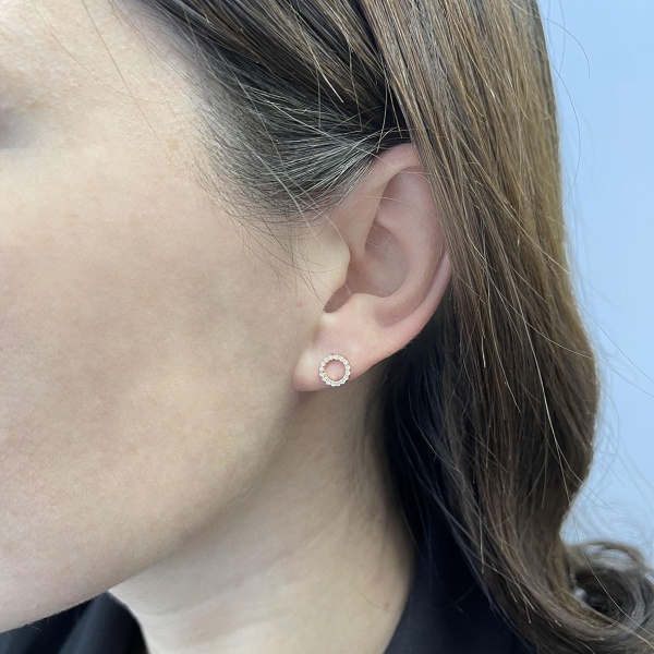 Пусеты из серебра с фианитами