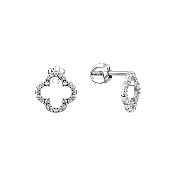 Пусеты из серебра с фианитами со скидкой