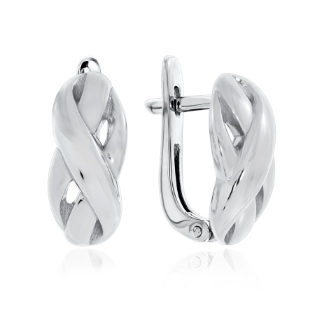 Серьги из серебра без вставок 2340400590 от KRASNOE, металл Серебро, вставка Без вставок