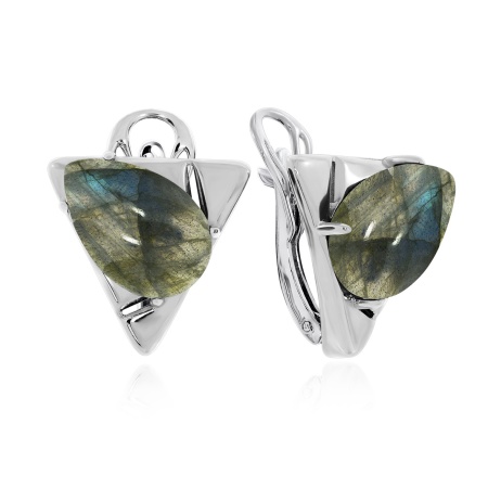 Серьги из серебра с лабрадоритами 2340Л02366 от KRASNOE, металл Серебро, вставка Лабрадорит