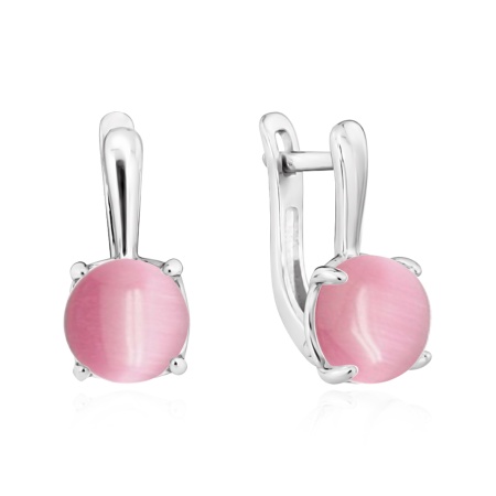 Серьги из серебра с кошачим глазом