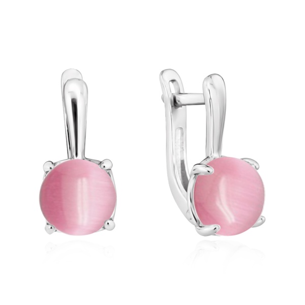 Серьги из серебра с кошачим глазом