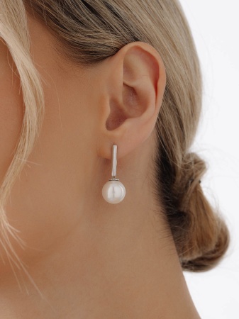 Серьги из серебра с жемчугом 2340240821 от KRASNOE, металл Серебро, вставка Жемчуг Имитация