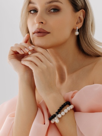 Купить браслет из серебра с жемчугами и агатами