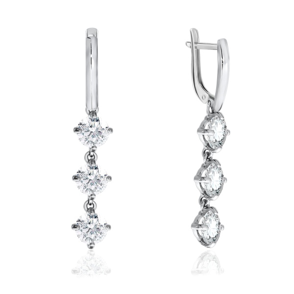 Серьги из серебра с фианитами 2340200668 от KRASNOE, металл Серебро, вставка Фианит